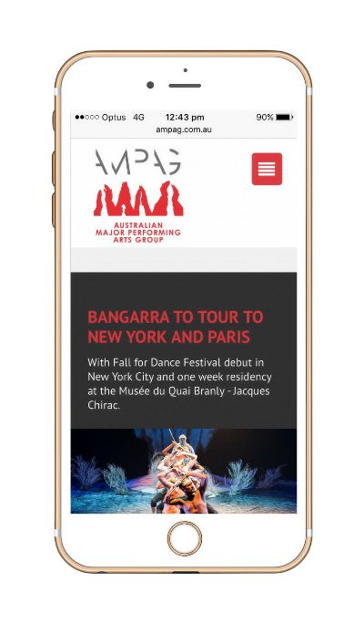Mobile-responsive website design for Australian Major Performing Arts Group — Kado Creative portfolio